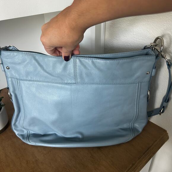 Coach 2010 Baby Blue F14706 Leather bag Slouchy carry-all + crossbody strap - Picture 6 of 10